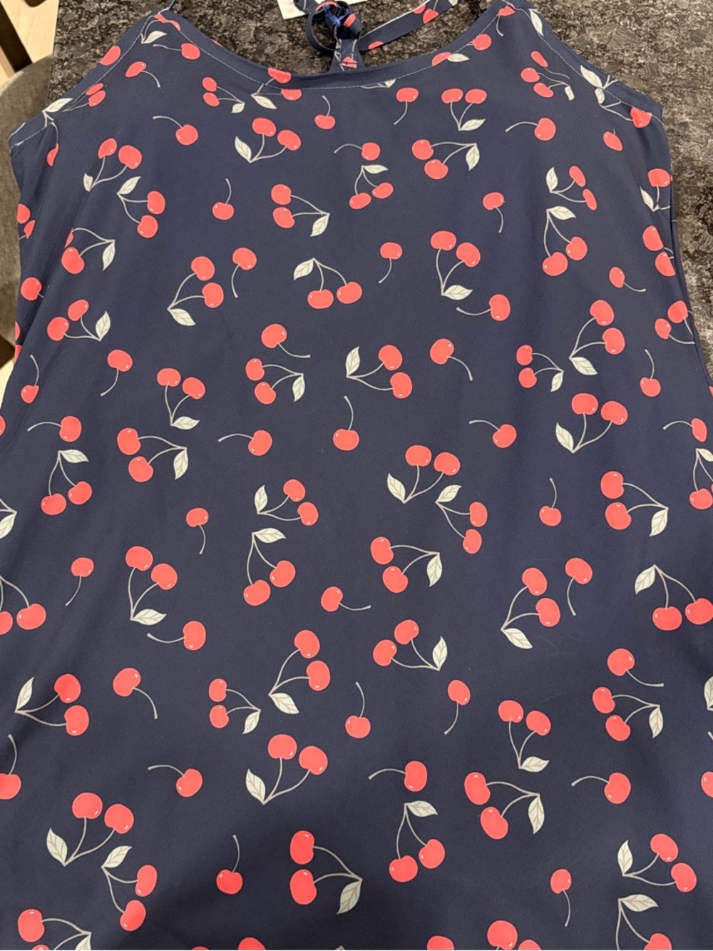 Outdoor Voices Navy Cherry-Print Halter Dress